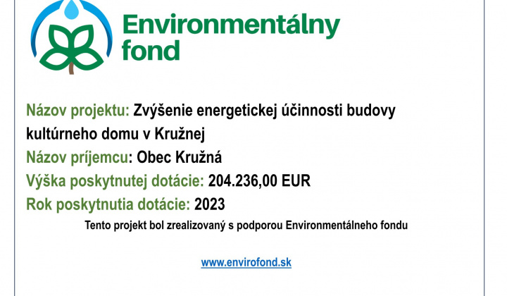 Aktuality / Zvýšenie energetickej účinnosti budovy kultúrneho domu v Kružnej - foto