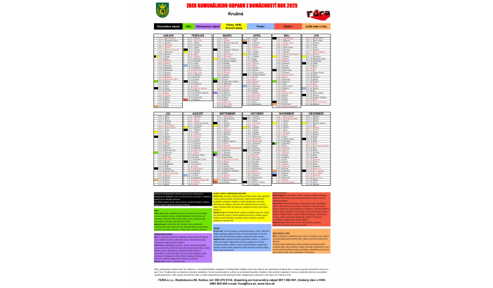 Harmonogram zberu komunálneho odpadu na rok 2025