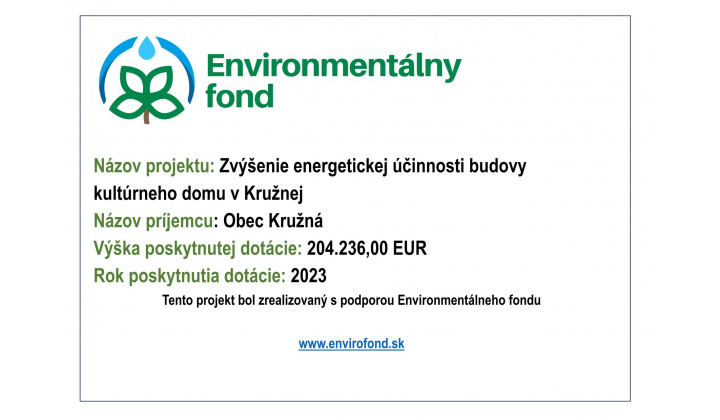 Zvýšenie energetickej účinnosti budovy kultúrneho domu v Kružnej